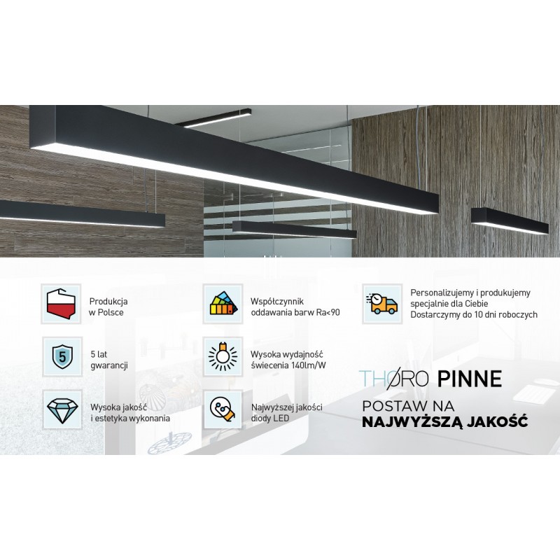 Plafon PINNE 90 czarny 3000K