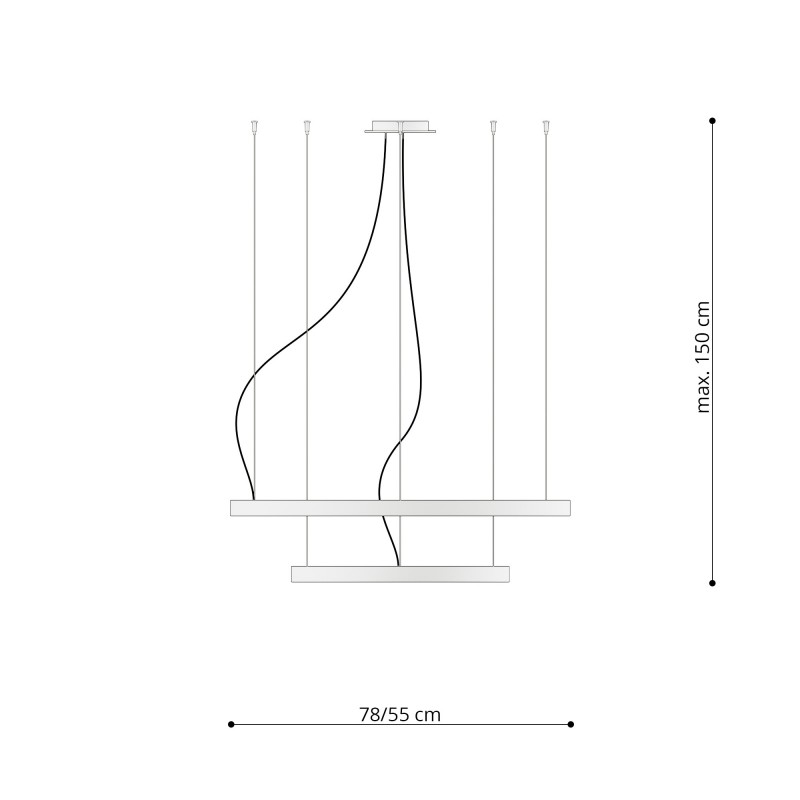 Żyrandol RIO 2 55/78 czarny LED 3000K