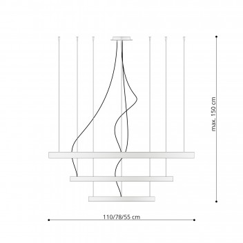 Żyrandol RIO 3 55/78/110 czarny LED 3000K