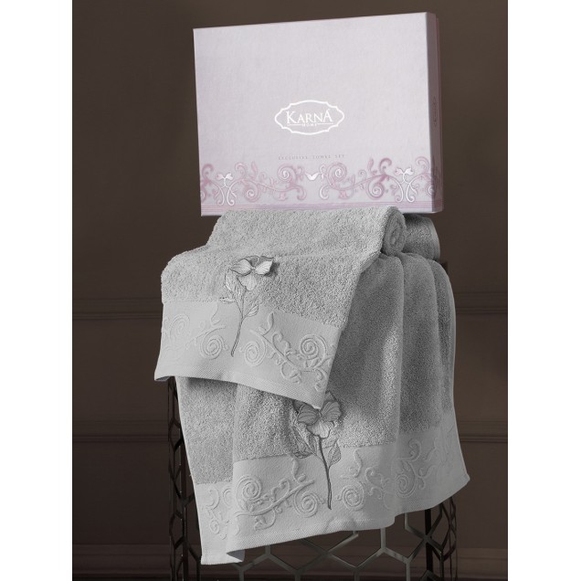 Ręcznik bawełniany frotte LILYAN/3453/grey 50x90+70x140 kpl. 