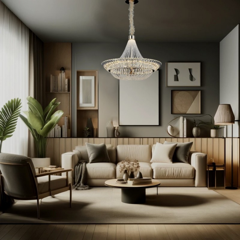 Designerska kryształowa lampa wisząca 1973-01-PS1-GD salon jadalnia sypialnia LUCEA