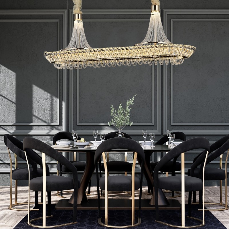 Designerska kryształowa lampa wisząca 1973-03-L01-GD salon jadalnia sypialnia LUCEA