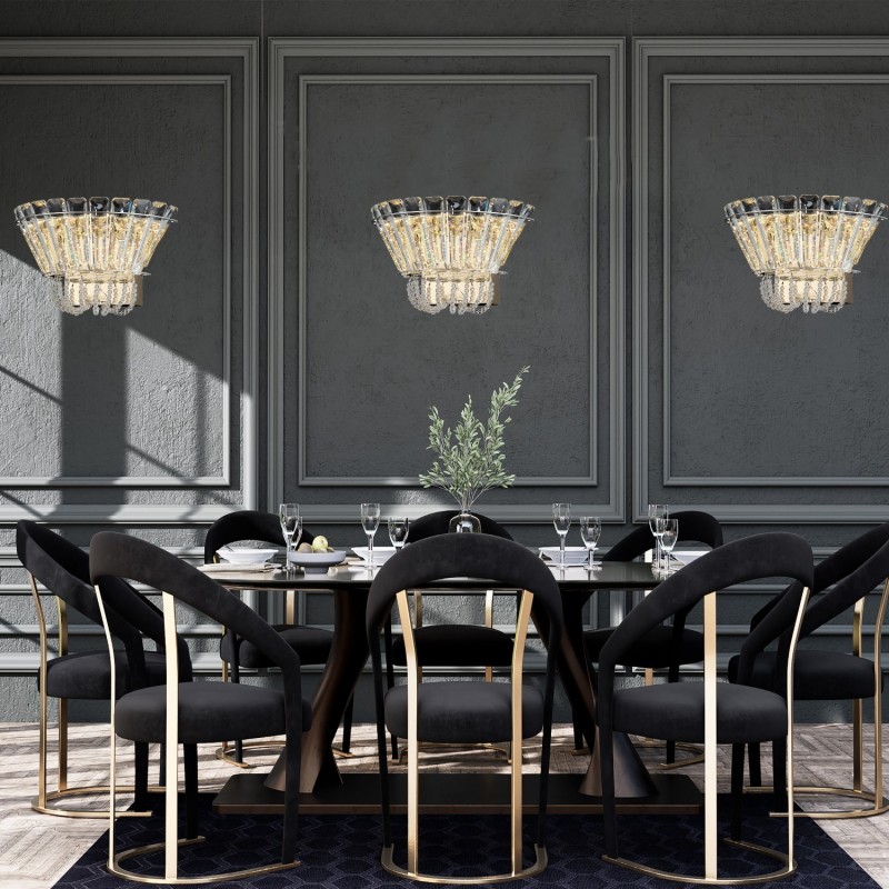 Designerska kryształowa lampa ścienna kinkiet 1973-04-W01-GD salon jadalnia sypialnia LUCEA