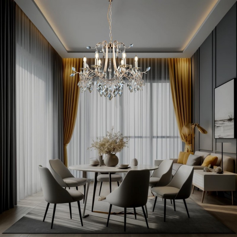 Elegancka lampa wisząca żyrandol CASTELLO 80684-01-P06-FG  salon jadalnia sypialnia LUCEA