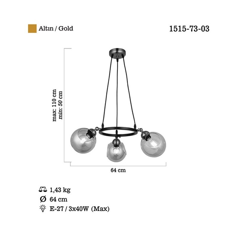 Nowoczesna lampa wisząca 1515-73-03 MANO SALON SYPIALNIA JADALNIA LUCEA