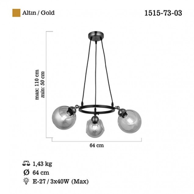 Nowoczesna lampa wisząca 1515-73-03 MANO SALON SYPIALNIA JADALNIA LUCEA - 2