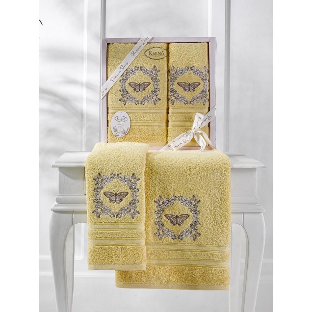 Ręcznik bawełniany frotte MARIA/3675/yellow 50x90+70x140 kpl. 
