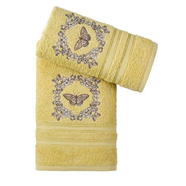 Ręcznik bawełniany frotte MARIA/3675/yellow 50x90+70x140 kpl.  - 1
