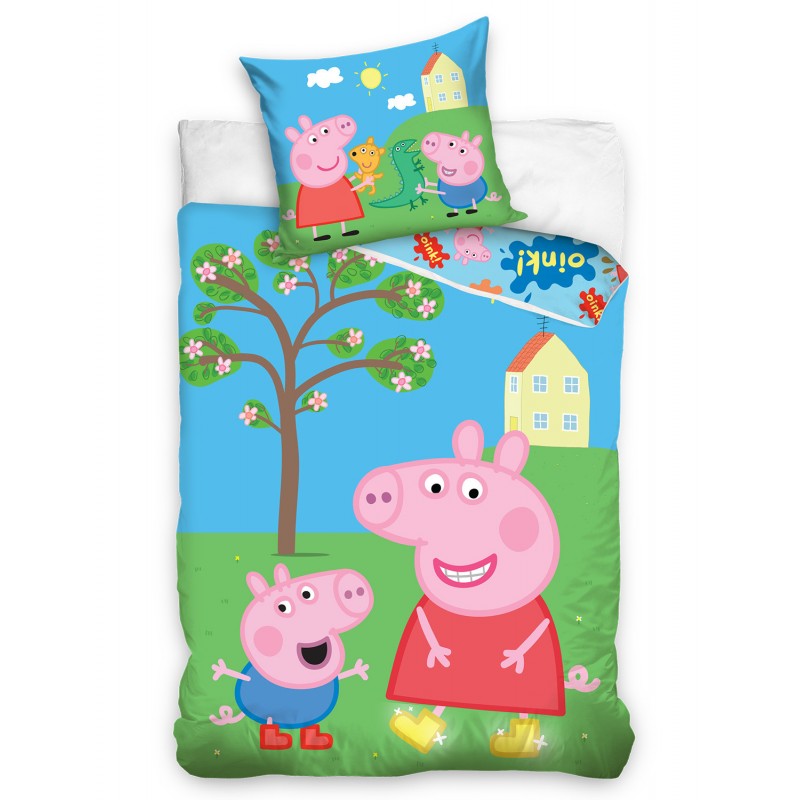 Pościel bawełna 140x200+1p70x90 Świnka Peppa i George 