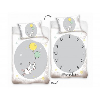 Pościel bawełna 90x120 + 40x60 Zegar grey 