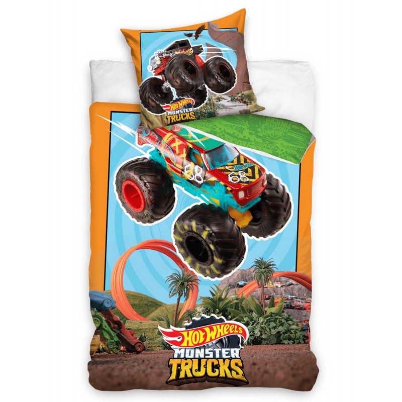 Pościel bawełna 160x200+1p70x80 Hot Wheels monster-truck 