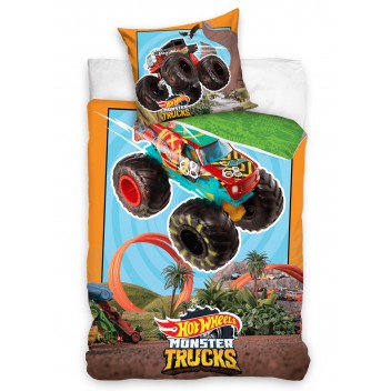 Pościel bawełna 160x200+1p70x80 Hot Wheels monster-truck 