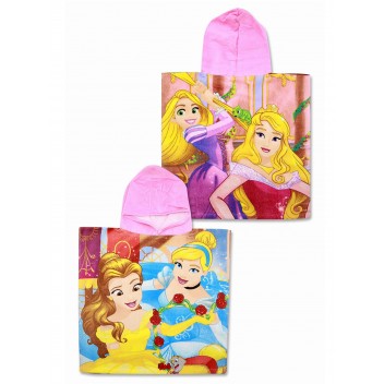 Ręcznik bawełniany ponczo z kapturem 55x110 Księżniczki 