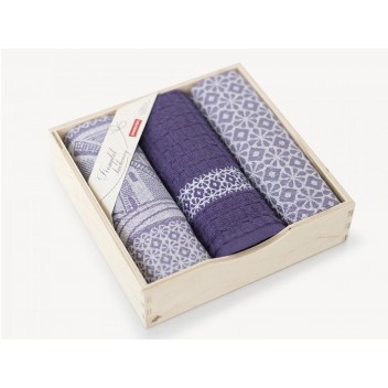 Komplet ścierek bawełna 2x50x70 + ręcznik 30x50 / Wiatrak wrzosowy 