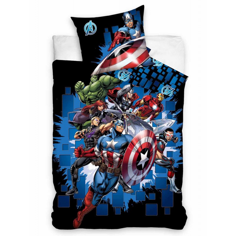 Pościel bawełna 160x200+1p70x80 Avengers black 