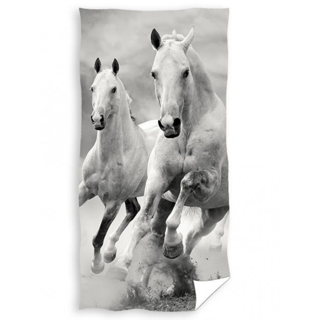 Ręcznik bawełniany 70x140 Konie Albino białe 
