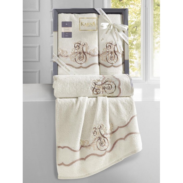 Ręcznik bawełniany frotte ADVEN/3661/cream 50x90+70x140 kpl. 