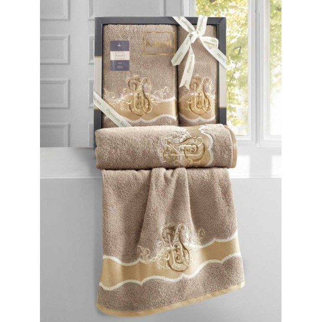 Ręcznik bawełniany frotte ADVEN/3661/milky brown 50x90+70x140 kpl. 
