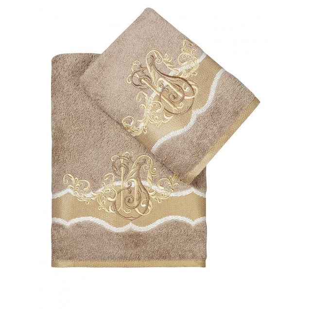 Ręcznik bawełniany frotte ADVEN/3661/milky brown 50x90+70x140 kpl.  - 1