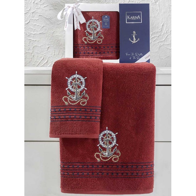 Ręcznik bawełniany frotte MARIN/3667/claret 50x90+70x140 kpl. 