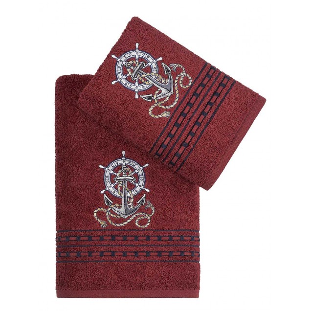 Ręcznik bawełniany frotte MARIN/3667/claret 50x90+70x140 kpl.  - 1