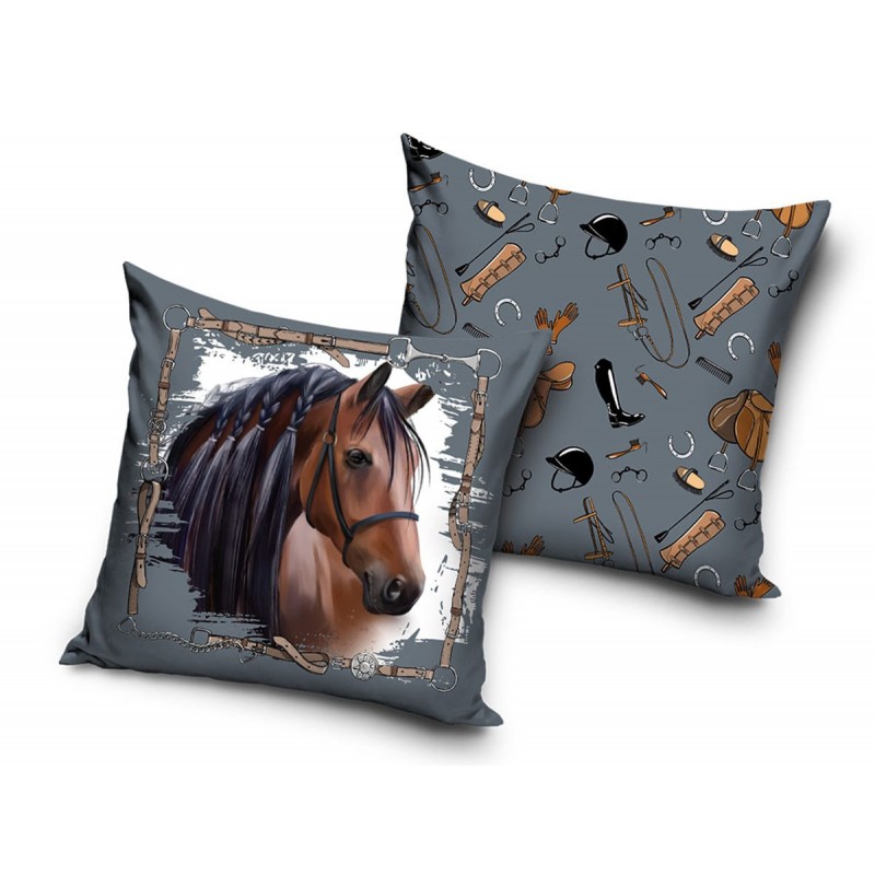 Poduszka mikrofibra 40x40 dwustronna Koń brown 