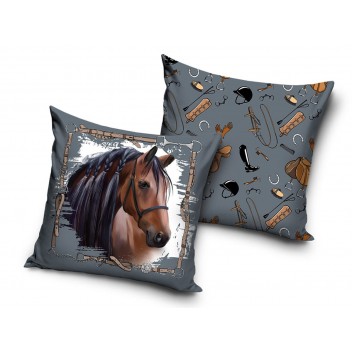 Poduszka mikrofibra 40x40 dwustronna Koń brown 