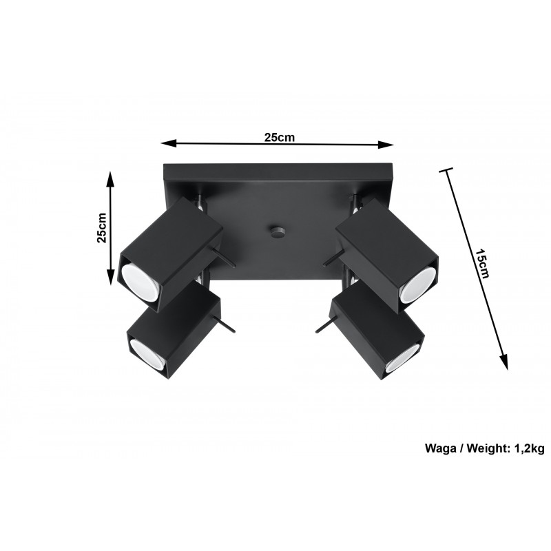 Plafon MERIDA 4 Czarny