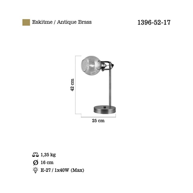 Nowoczesna patynowa industrialna lampa stolikowa  loft  lucea ponte 1396-52-17  salon sypialnia jadalnia