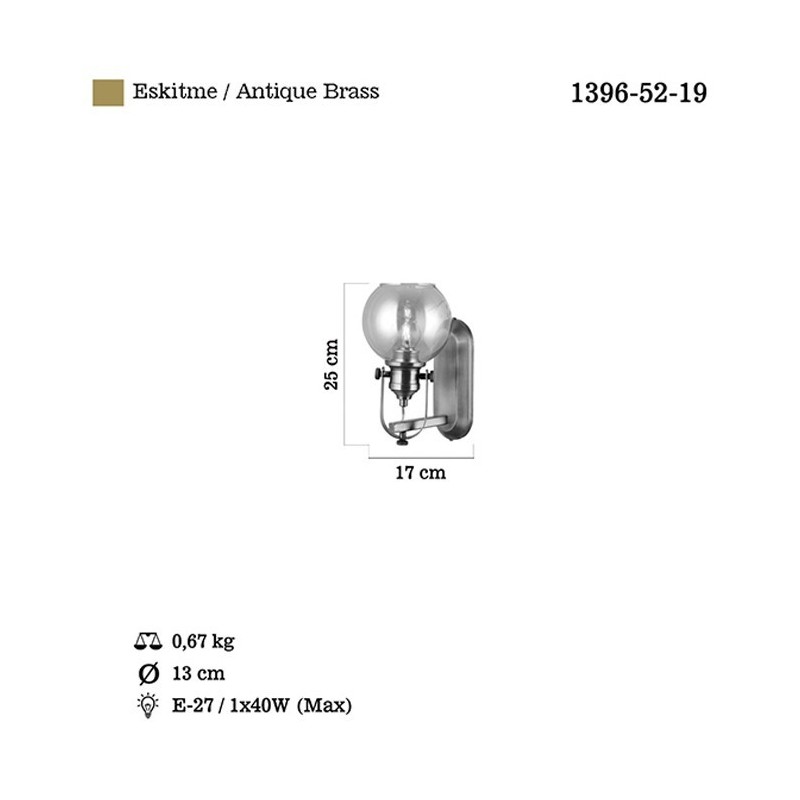 Nowoczesny patynowy industrialny kinkiet loft  lucea ponte 1396-52-19  salon sypialnia jadalnia