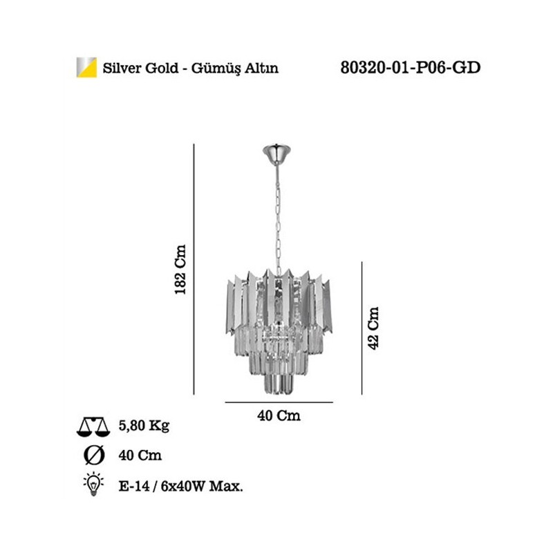 Ekskluzywny kryształowy żyrandol 80320-01-P06-GD RISERVA ZŁOTY SALON SYPIALNIA JADALNIA HOTEL LUCEA