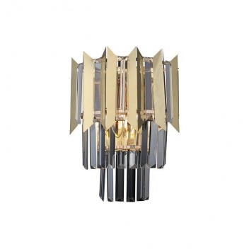 Ekskluzywny kryształowy kinkiet 80320-06-W02-GD RISERVA ZŁOTY SALON SYPIALNIA JADALNIA HOTEL LUCEA