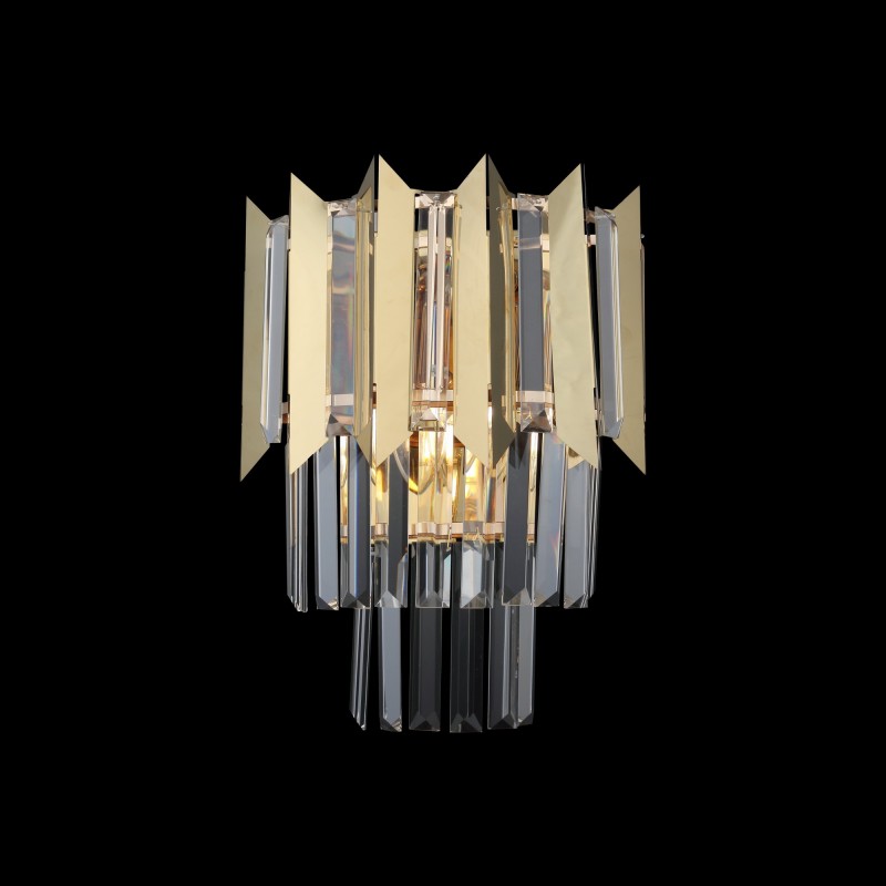 Ekskluzywny kryształowy kinkiet 80320-06-W02-GD RISERVA ZŁOTY SALON SYPIALNIA JADALNIA HOTEL LUCEA