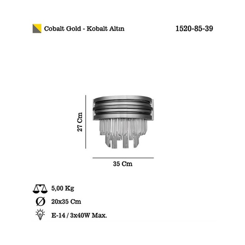 Ekskluzywny patynowy kryształowy kinkiet 1520-85-39 SEBASTIAN SALON SYPIALNIA JADALNIA HOTEL LUCEA