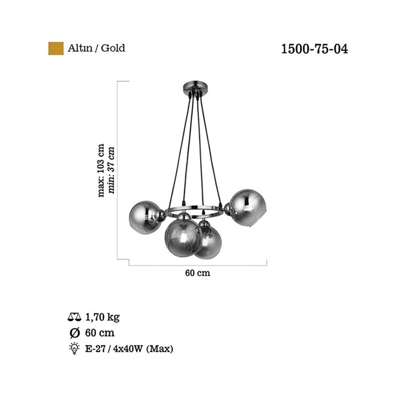 Nowoczesna lampa wisząca 1500-75-04 RANKO  SALON SYPIALNIA JADALNIA LUCEA