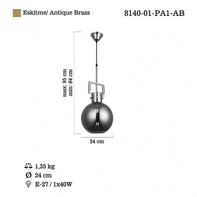 Patynowa nowoczesna lampa wisząca 8140-01-PA1-AB LAGOS  SALON SYPIALNIA JADALNIA LUCEA - 1
