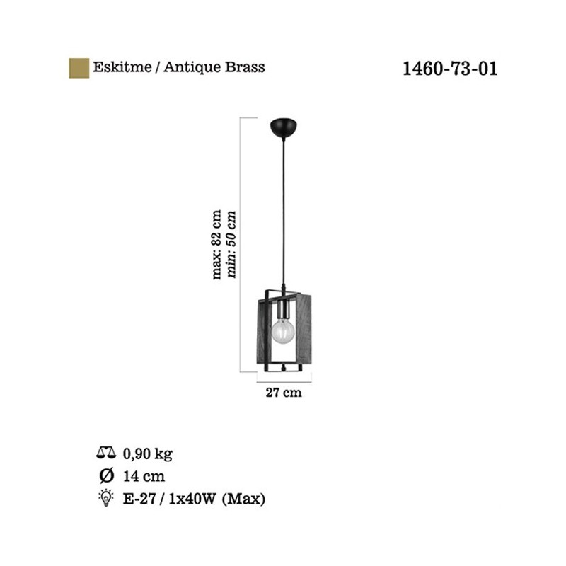 Lampa wisząca drewno vintage 1460-73-01 KARO SALON SYPIALNIA JADALNIA LUCEA STL
