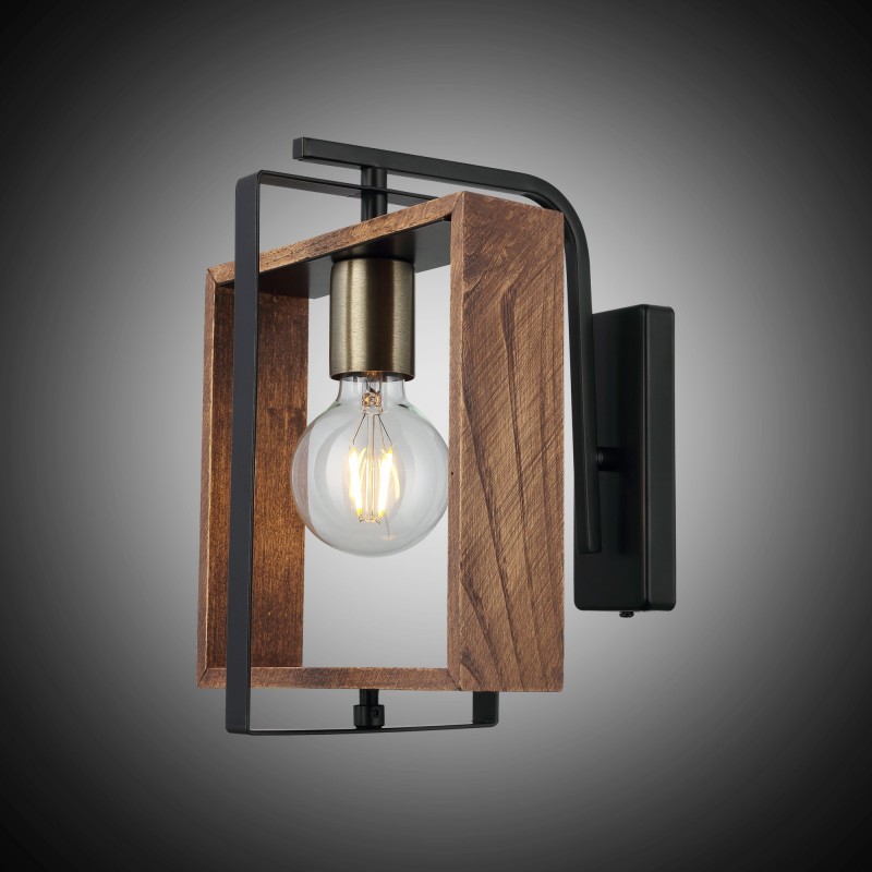 Kinkiet drewno vintage 1460-73-19 KARO SALON SYPIALNIA JADALNIA LUCEA STL