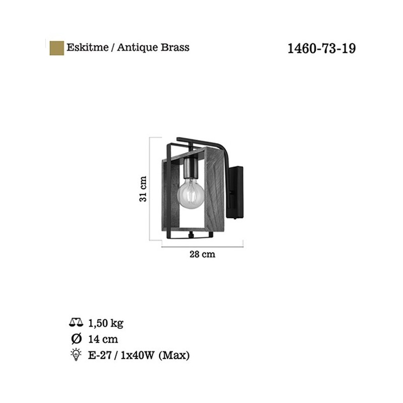 Kinkiet drewno vintage 1460-73-19 KARO SALON SYPIALNIA JADALNIA LUCEA STL