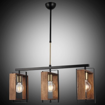 Lampa wisząca drewno vintage 1460-73-03-L KARO SALON SYPIALNIA JADALNIA LUCEA STL