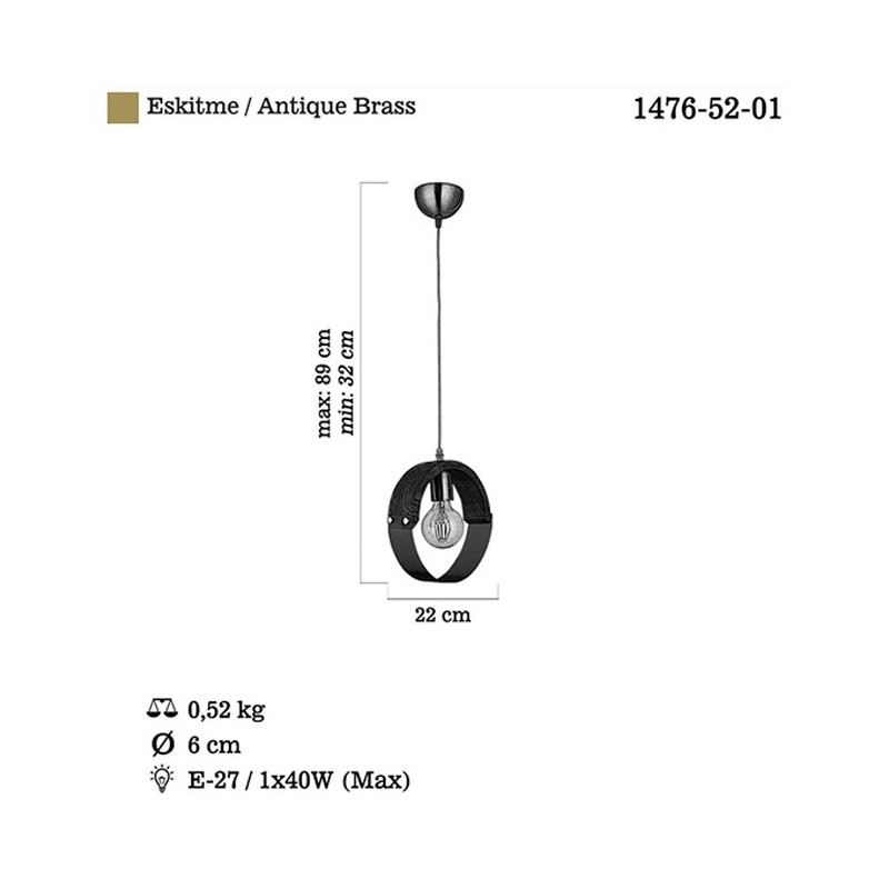 Lampa wisząca drewno vintage 1476-52-01 MANYA SALON SYPIALNIA JADALNIA LUCEA STL