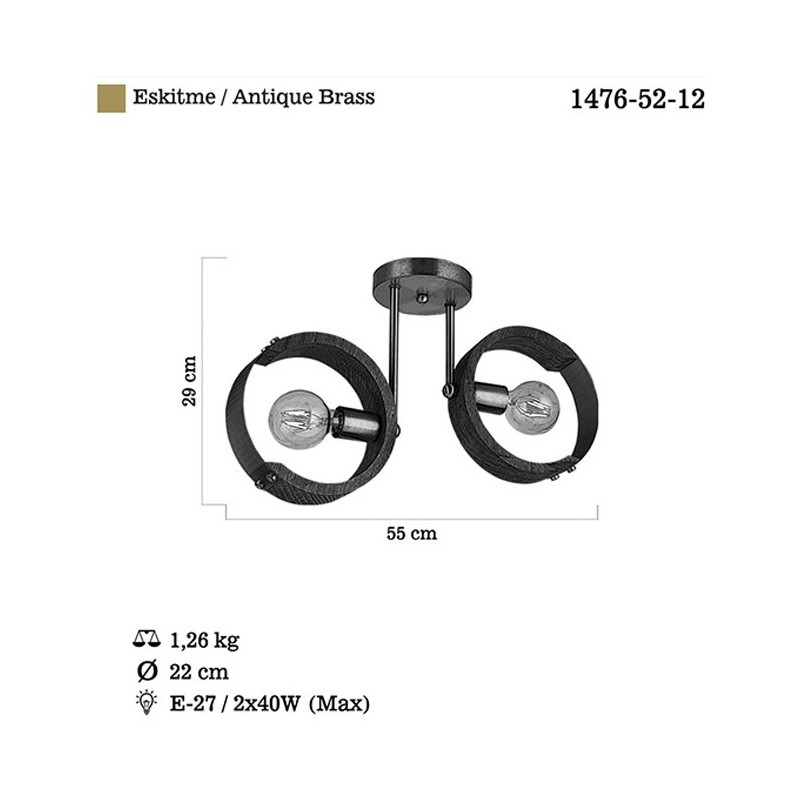 Lampa sufitowa drewno vintage nad stół 1476-52-12 MANYA SALON SYPIALNIA JADALNIA LUCEA STL