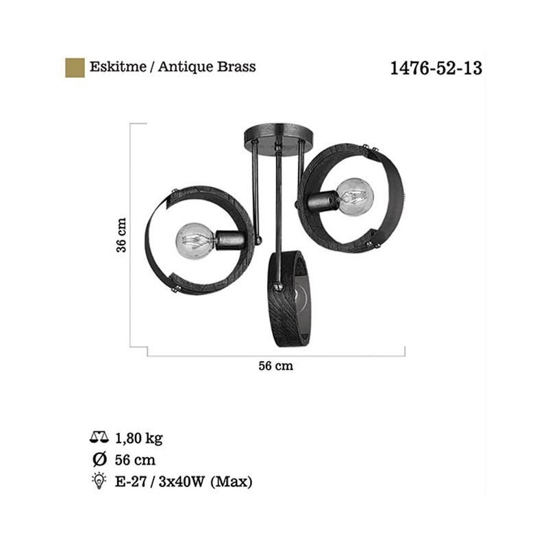 Lampa sufitowa drewno vintage nad stół 1476-52-13 MANYA SALON SYPIALNIA JADALNIA LUCEA STL
