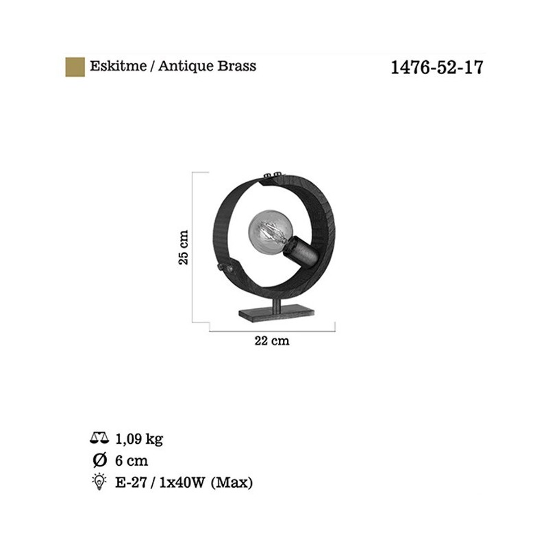 Lampa stolikowa drewno vintage 1476-52-17 MANYA SALON SYPIALNIA JADALNIA LUCEA STL
