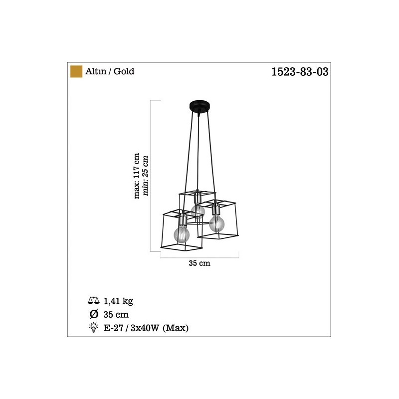 Lampa wisząca vintage 1523-83-03 MAKO SALON SYPIALNIA JADALNIA LUCEA STL