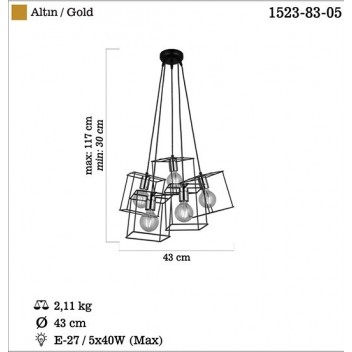 Lampa wisząca vintage 1523-83-05 MAKO SALON SYPIALNIA JADALNIA LUCEA STL