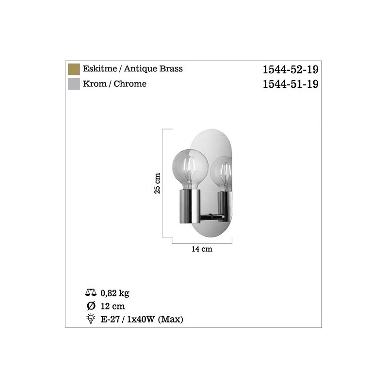 Nowoczesny kinkiet 1544-52-19 ZALA  SALON SYPIALNIA JADALNIA HOTEL LUCEA