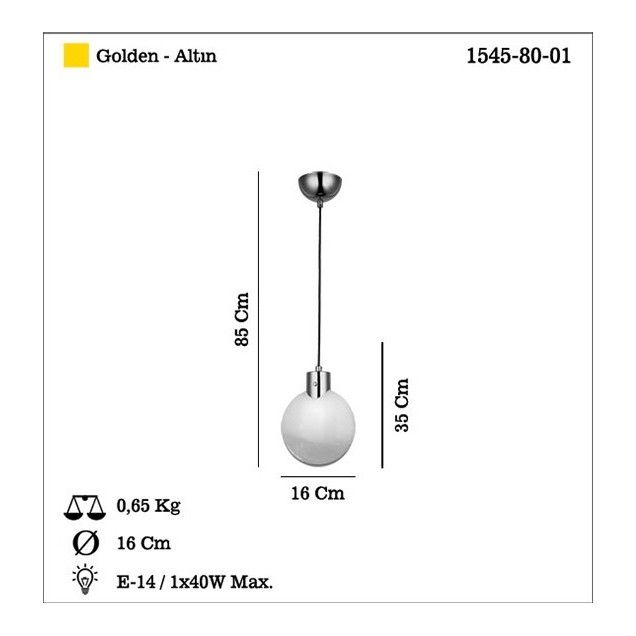 Nowoczesna złota lampa wisząca 1545-80-01 VEKMO SALON SYPIALNIA JADALNIA LUCEA - 1