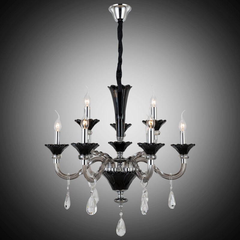 Ekskluzywny czarny żyrandol 51991-02-P09-SM BESSIE SALON SYPIALNIA JADALNIA HOTEL LUCEA