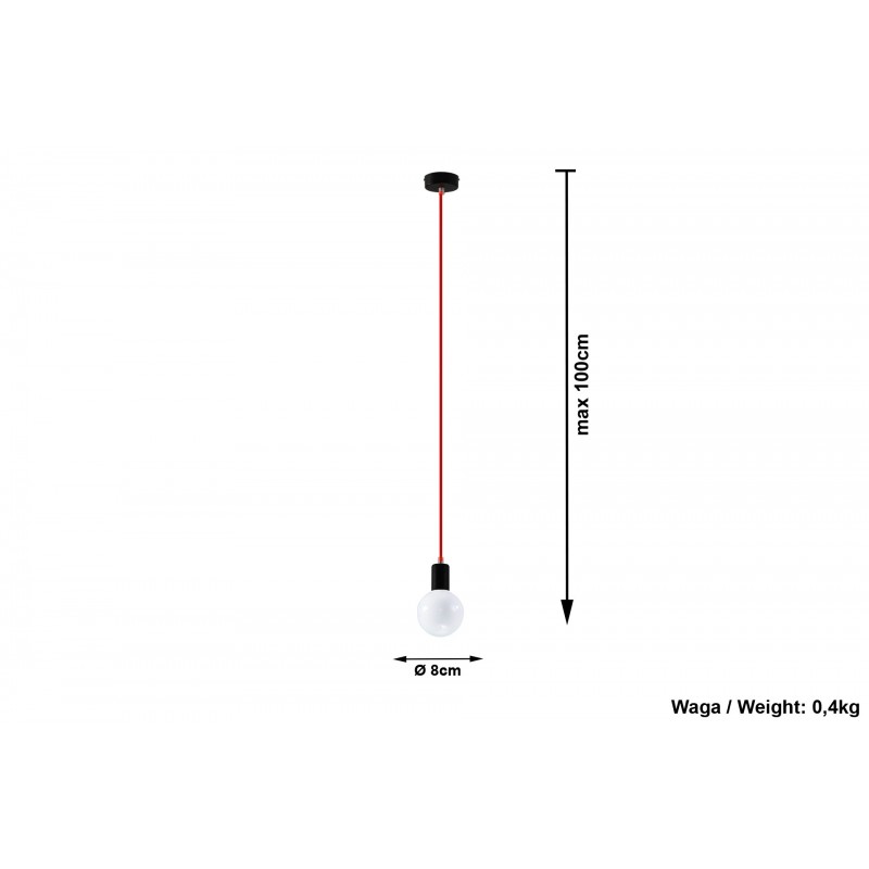 Lampa Wisząca EDISON Czerwona